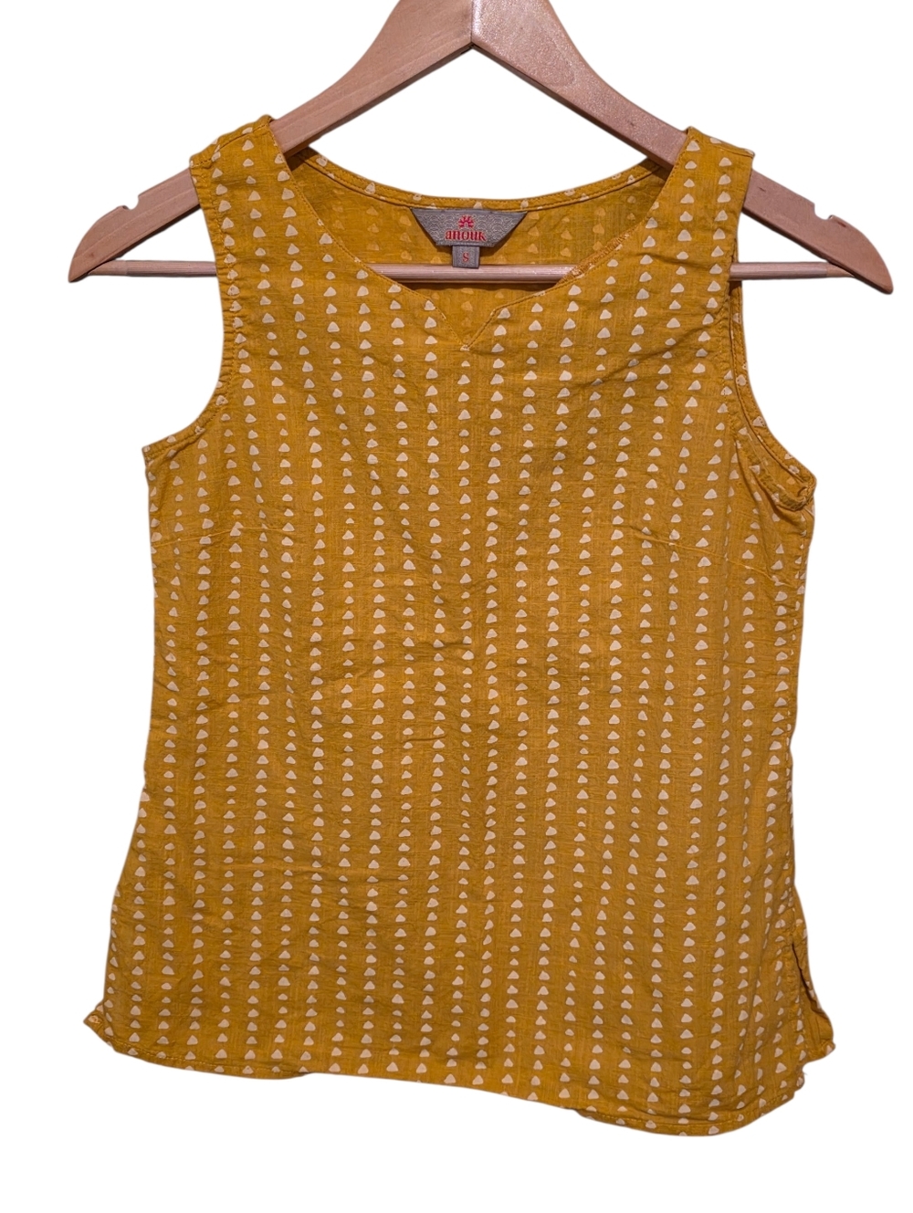 Anouk Sleeveless Blouse Yellow & White Boho Print Size Small